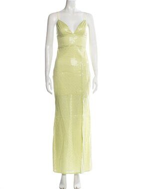 Line & Dot Lime Green Sequin Maxi Gown